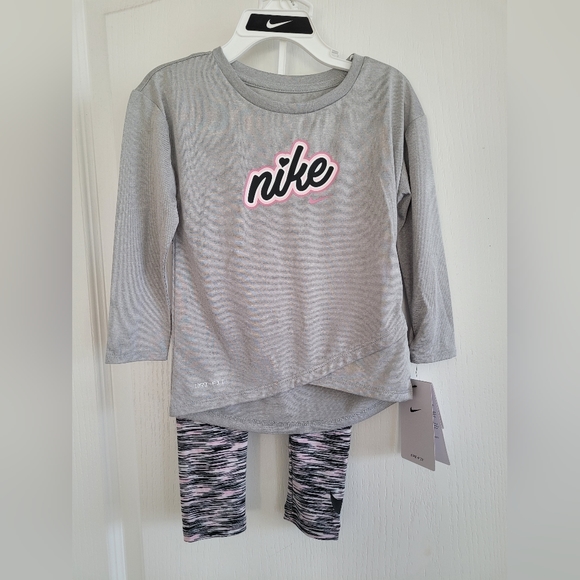 Nike Other - Nike Infant Baby Girls Dri-fit Pant & Shirt set/ Grey Black Pink Size 24m $44